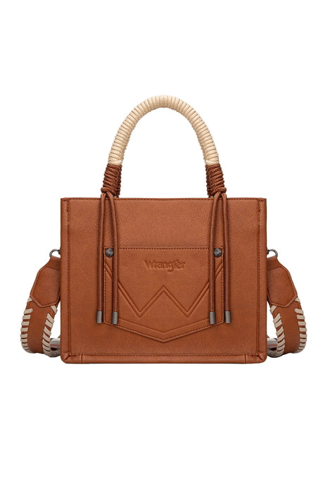 Wrangler Cow Print Tassel Crossbody Bag - Tan / Chocolate / Black