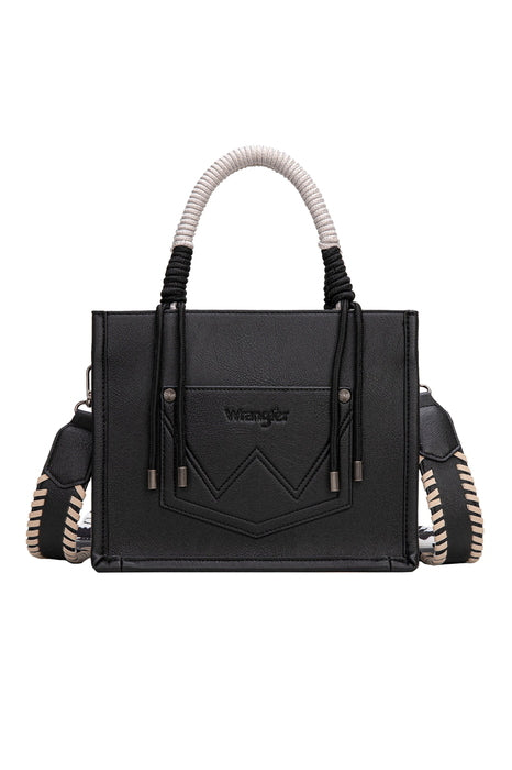Wrangler Cow Print Tassel Crossbody Bag - Tan / Chocolate / Black