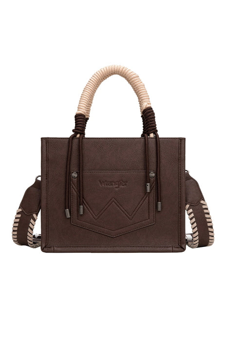 Wrangler Cow Print Tassel Crossbody Bag - Tan / Chocolate / Black