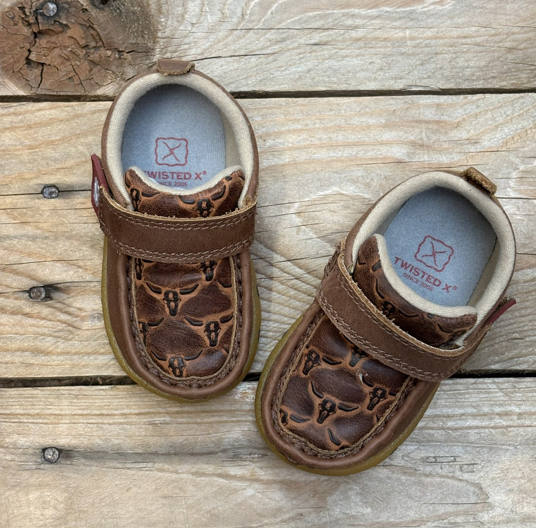 Infant Toddler Kids Twisted X Stag Casual Moc Shoe - Brown