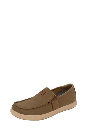 Mens Twisted X Canvas Slip on Moc / Shoe - Khaki (7359505596493)