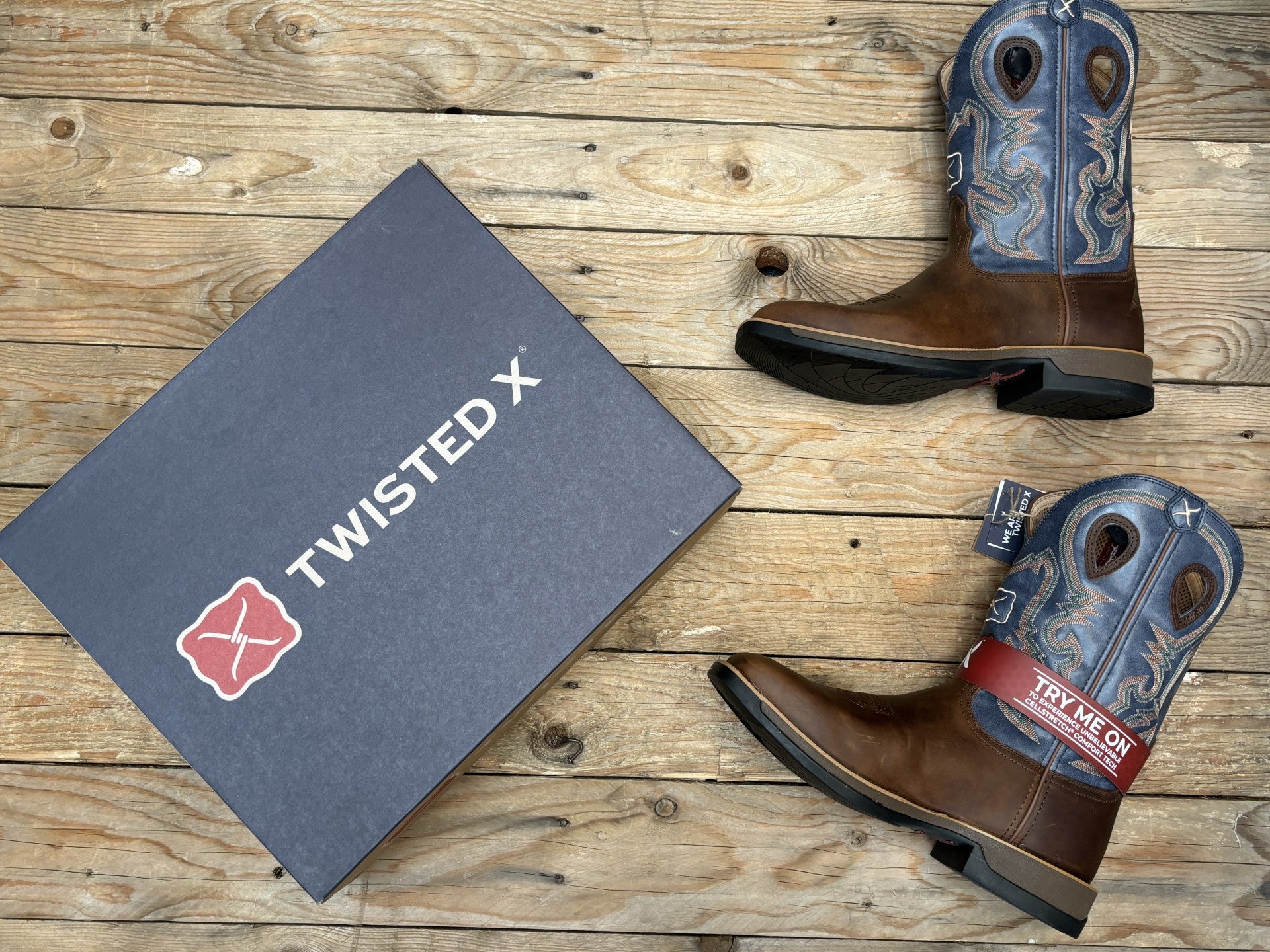 Mens Twisted X 12" Tech X1 Boot - Rust Brown / Peacock (7222402711629)