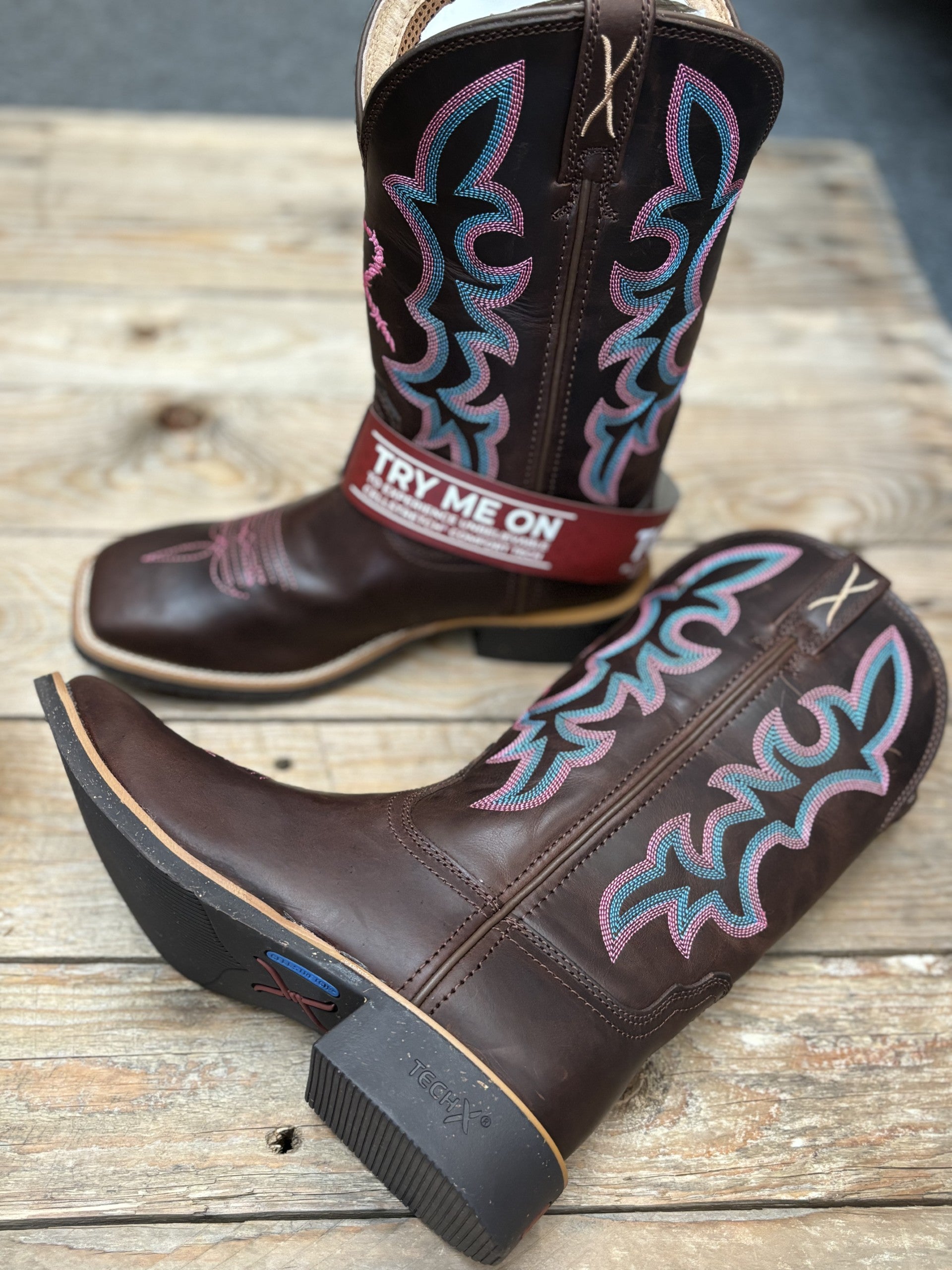 Womens Twisted X 11" Tech X2 Boot - Choc / Pink Blue (7229070147661)