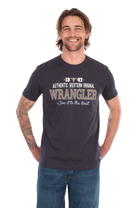 Mens Wrangler Tim Short Sleeve Tee Tshirt - Charcoal