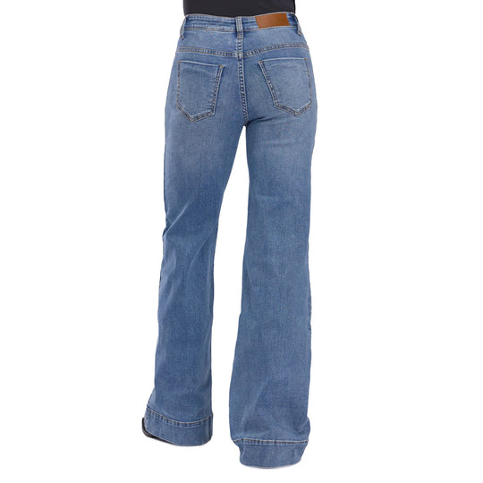 Womens Tin Haul 870 Claire Seam Yoke Wide Leg Denim Jean - Blue