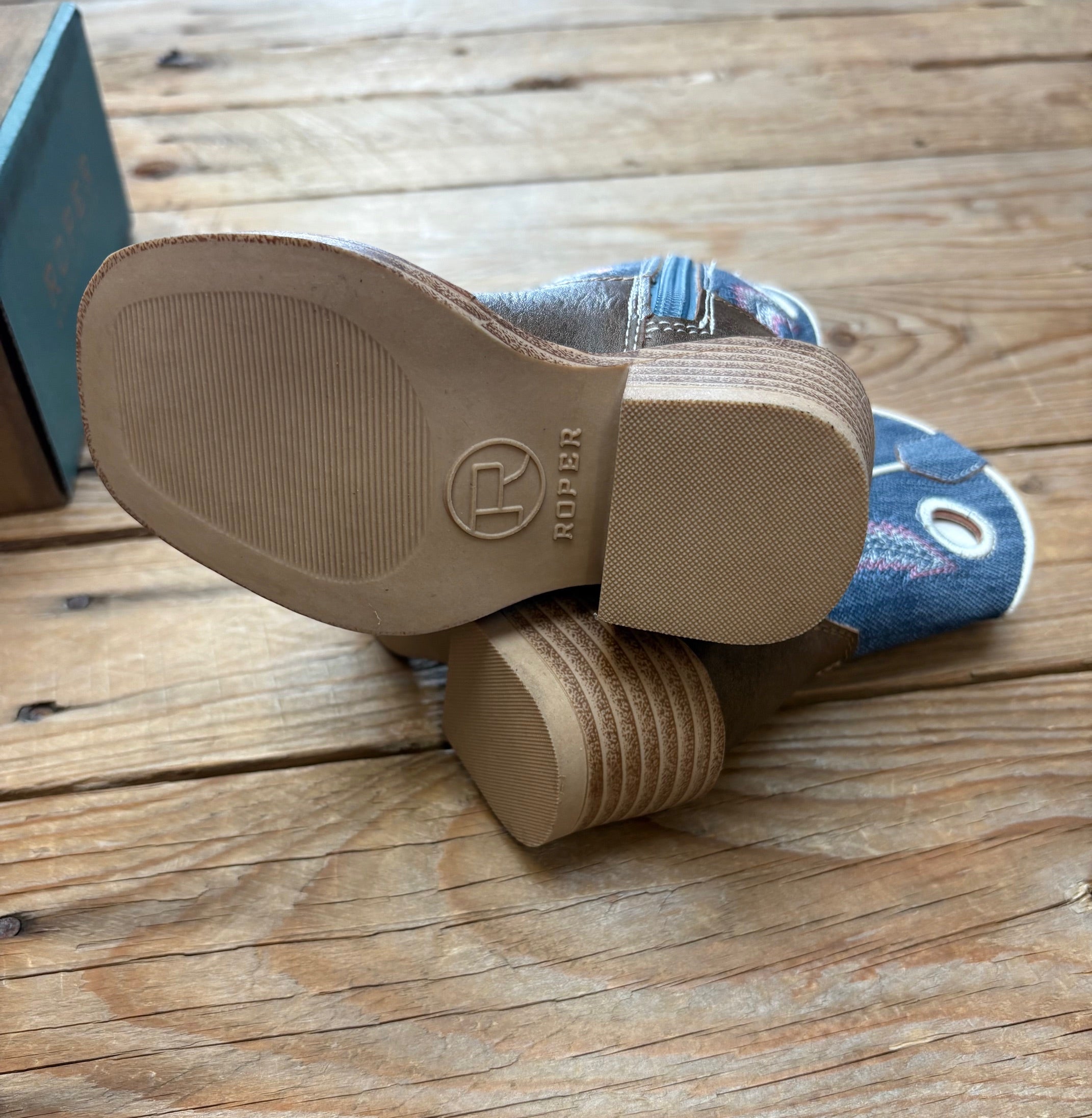 Toddler Roper Willow Boot - Brown / Blue Denim