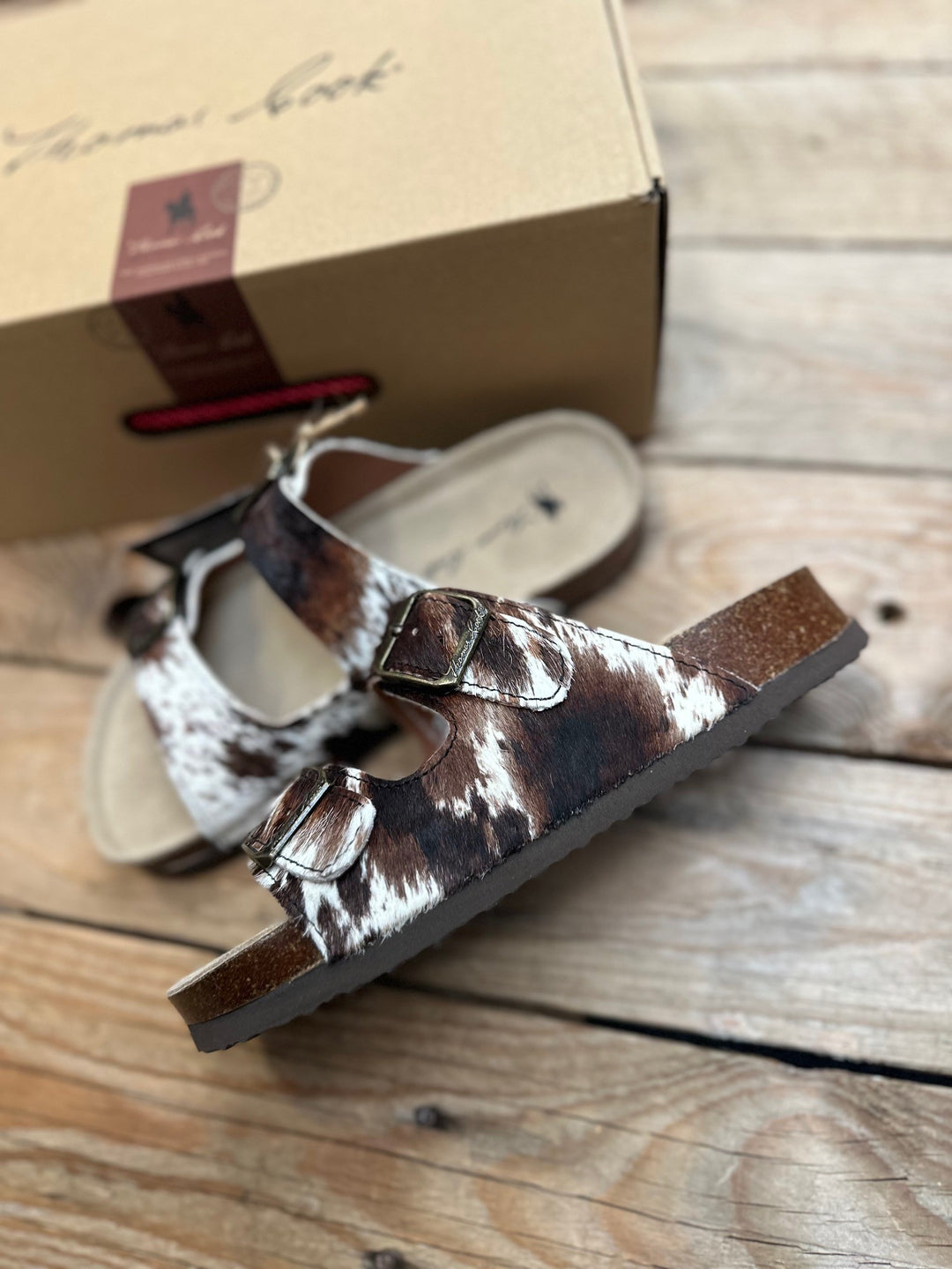 Womens Trinity Buckle Sandal - Cow Pattern