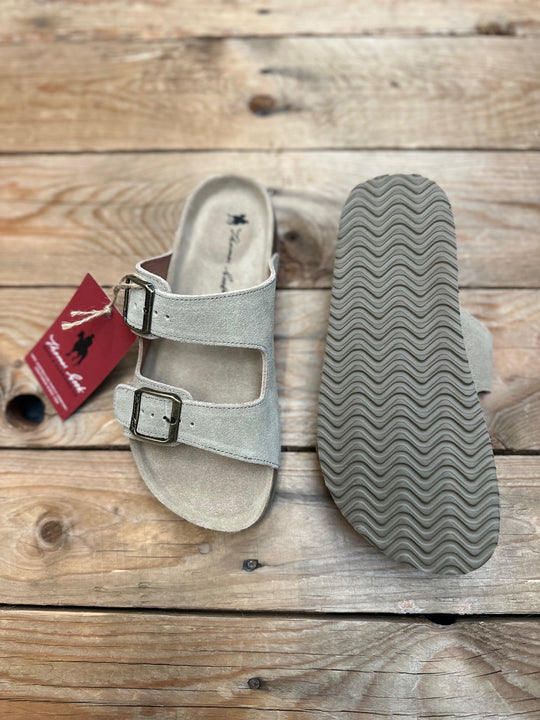 Womens Thomas Cook Trinity Suede Buckle Sandal - Taupe