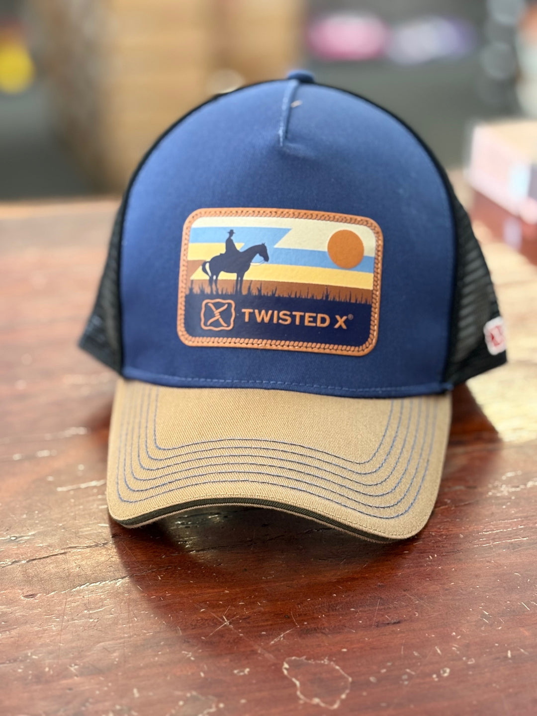 Twisted X Alex High Profile Trucker Cap - Navy / Tan