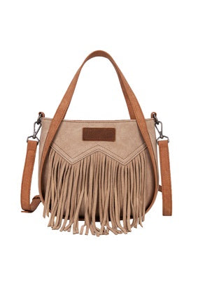 Womens Wrangler Two Tone Fringe Bag - Camel or Navy