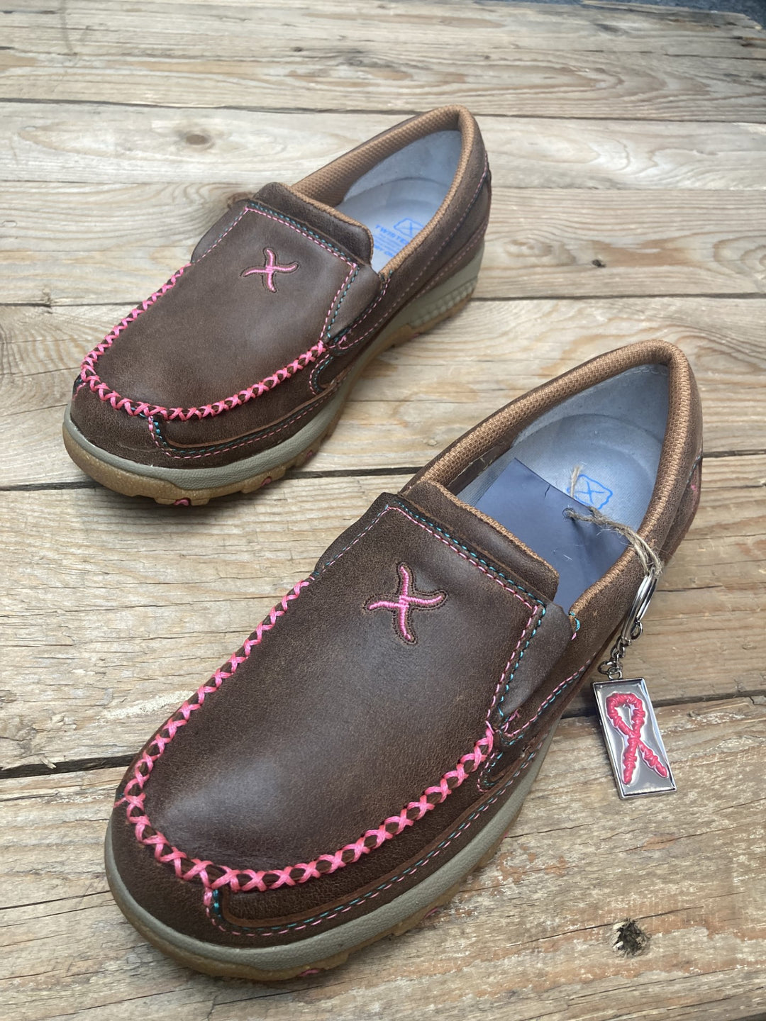 Womens Twisted X Pink Cellstretch Slip on Shoe - Brown / Pink (6913183088717)