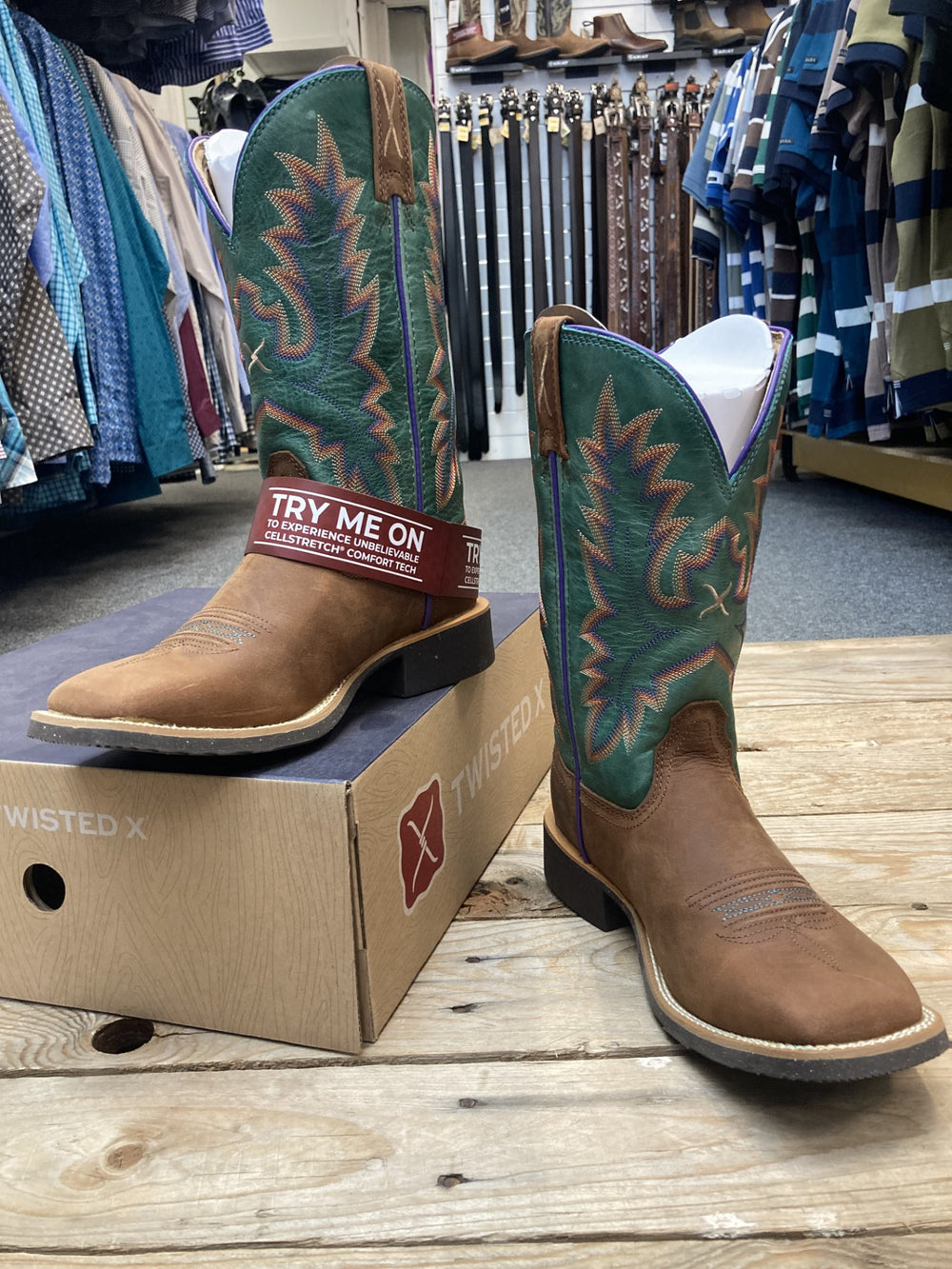 Womens Twisted X 11" Tech X2 Boot - Cinnamon / Turquoise (6874827751501)
