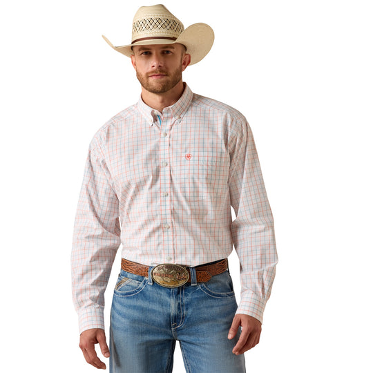 Mens Ariat Pro Series Jason Classic Fit Long Sleeve Shirt- White Plaid