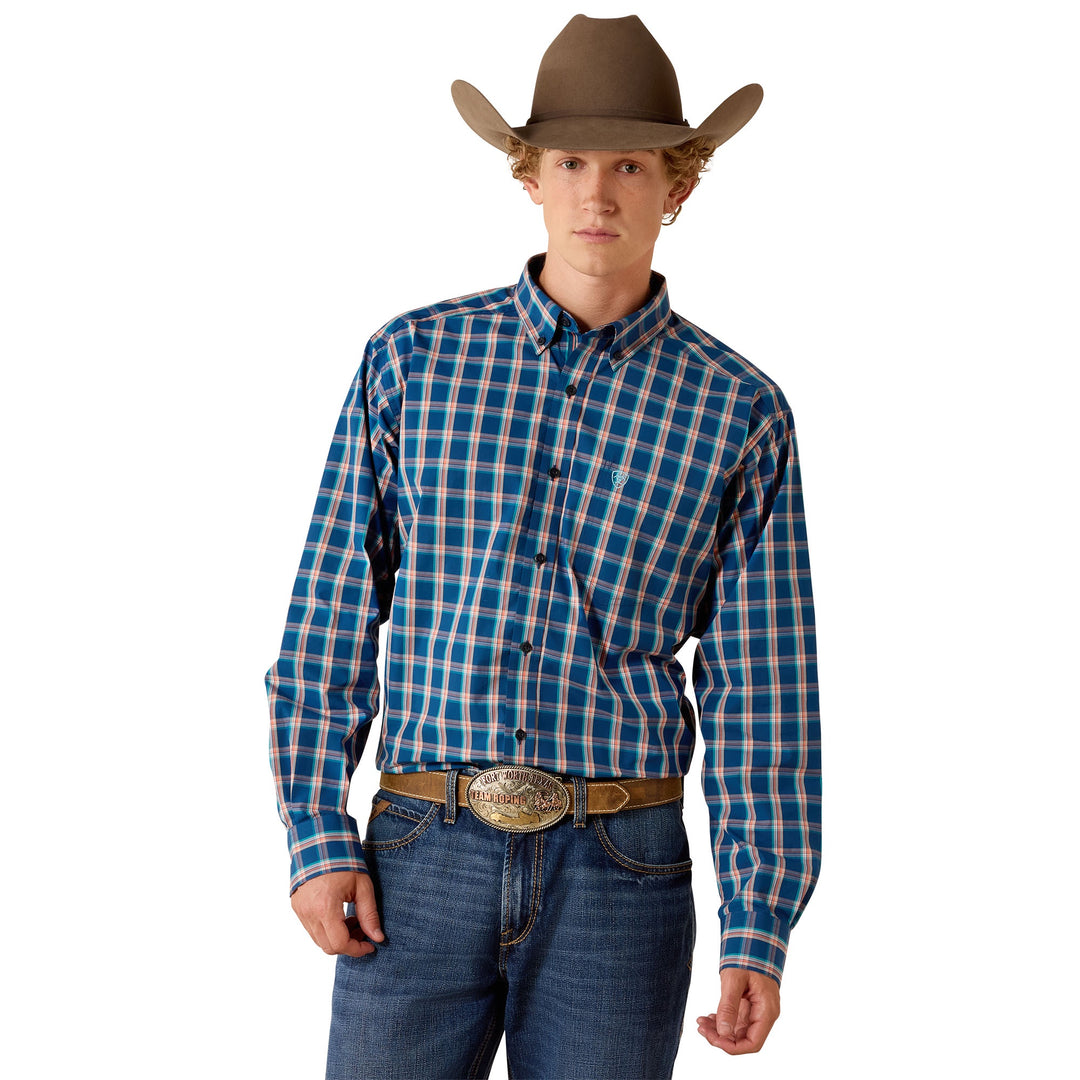 Mens Ariat Pro Series Jackson Classic Fit Long Sleeve Shirt - Poseidon Plaid