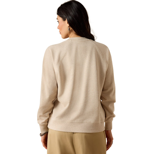 Womens Ariat Victoria Sweatshirt Jumper - Khaki Heather Horse Wild and Free