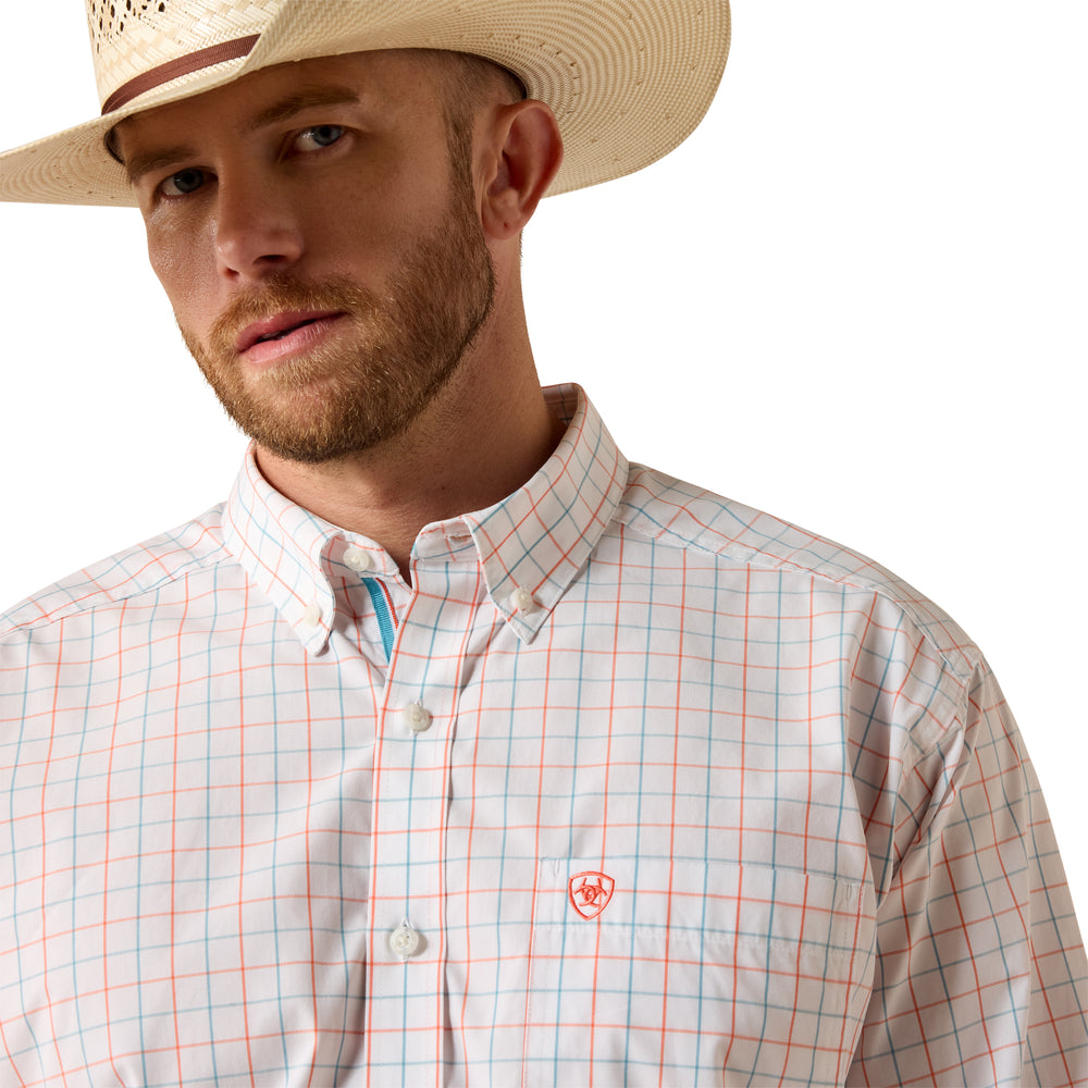 Mens Ariat Pro Series Jason Classic Fit Long Sleeve Shirt- White Plaid