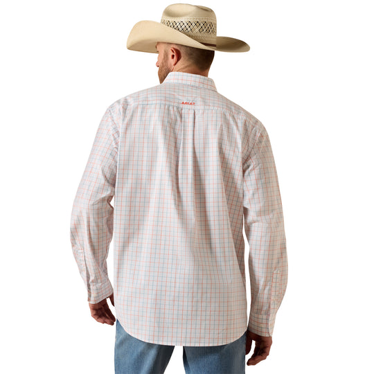 Mens Ariat Pro Series Jason Classic Fit Long Sleeve Shirt- White Plaid
