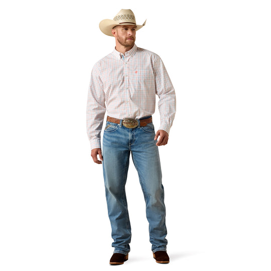 Mens Ariat Pro Series Jason Classic Fit Long Sleeve Shirt- White Plaid