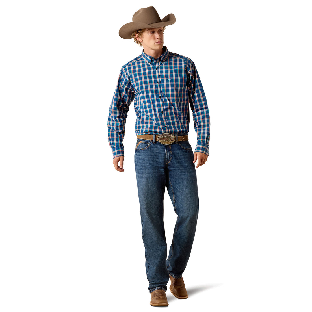 Mens Ariat Pro Series Jackson Classic Fit Long Sleeve Shirt - Poseidon Plaid