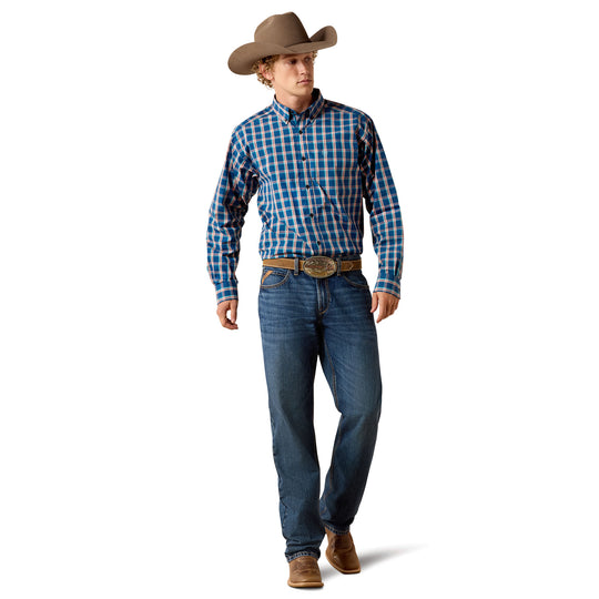 Mens Ariat Pro Series Jackson Classic Fit Long Sleeve Shirt - Poseidon Plaid