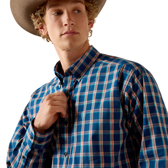 Mens Ariat Pro Series Jackson Classic Fit Long Sleeve Shirt - Poseidon Plaid