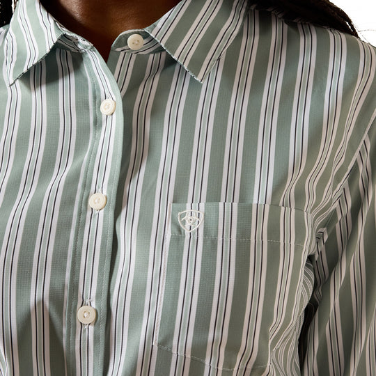 Womens Ariat Kirby Long Sleeve Shirt - Green Bay Stripe
