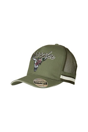 Wrangler Utah High Profile Trucker Cap - Olive (7362444361805)