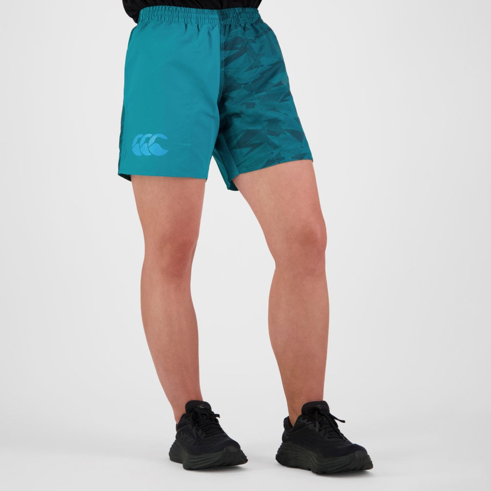 Womens Canterbury Camo 5" Harletic Sports Shorts - Alpine Blue Green