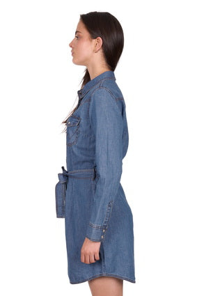 Womens Wrangler Wendy Long Sleeve Dress - Mood Indigo