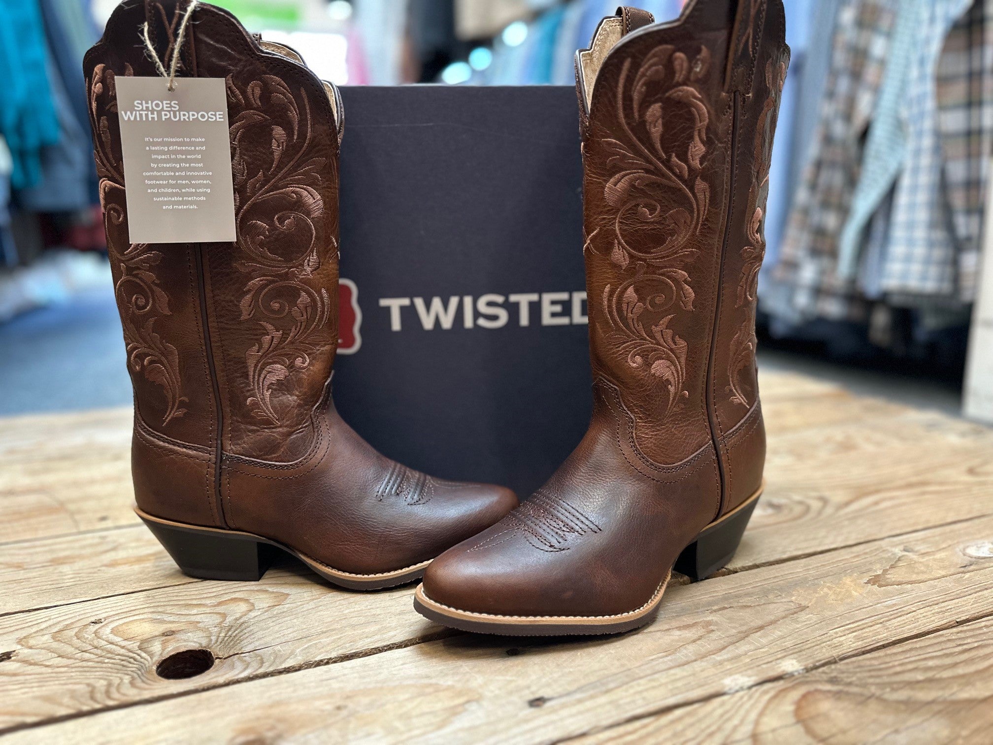 Womens Twisted X 12" Western Boot - Chocolate / Choc (7495251099725)