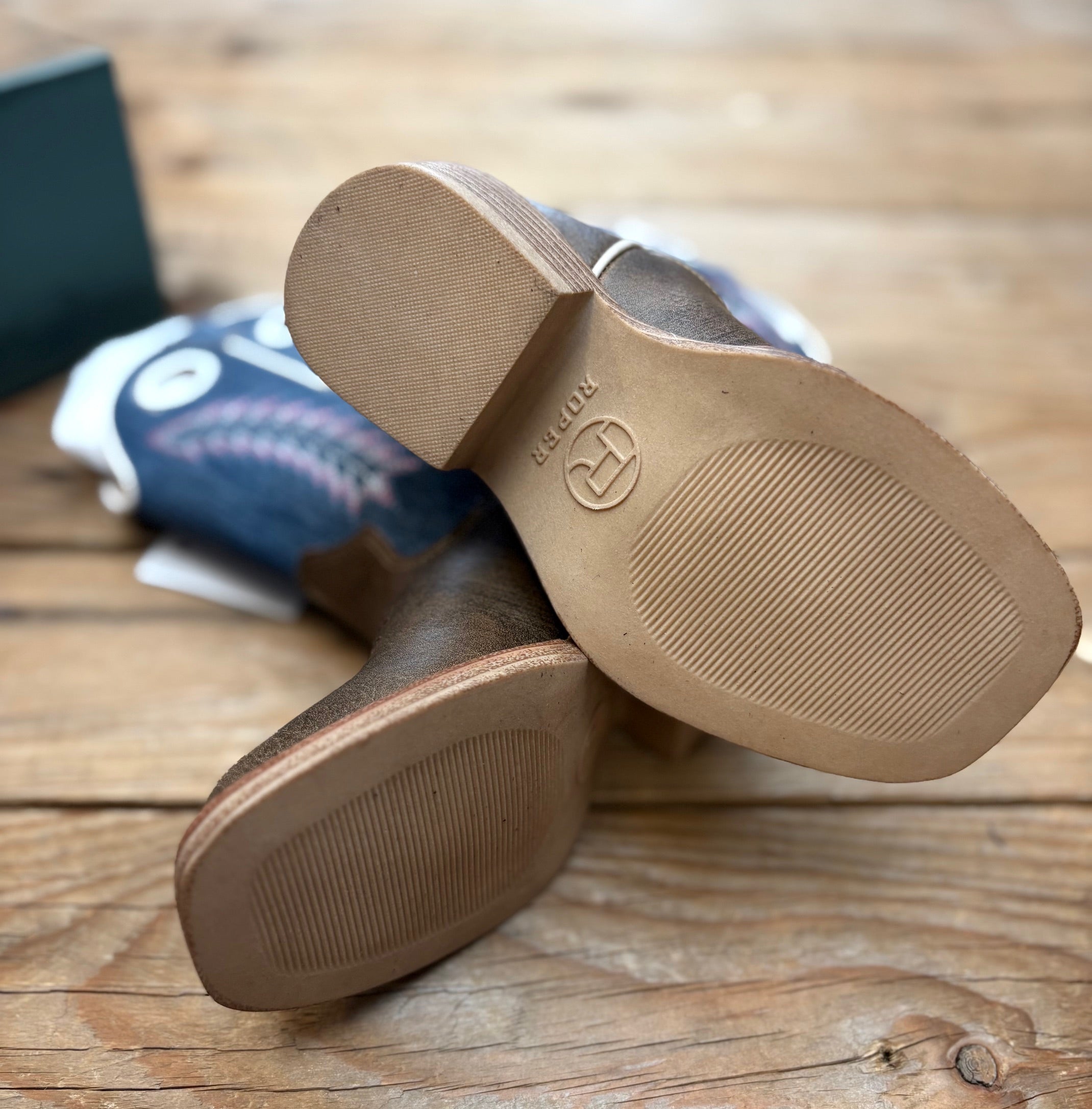 Little Kids Roper Willow Boot - Brown / Blue Denim