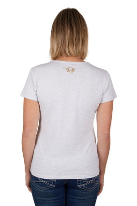 Womens Bullzye Wings Tee Tshirt - White Marle (6913132200013)