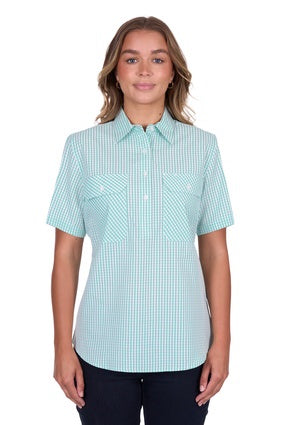 Women's Hard Slog Grace Half Placket Short Sleeve Shirt - Mint or Lavender (7584051757133)