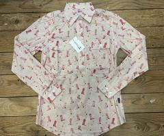 Womens Just Country Georgie Half Button Print Workshirt - Baby Pink Boots