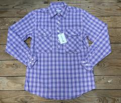 Womens Just Country Georgie Half Button Print Workshirt - Orchid and Royal Blue Check