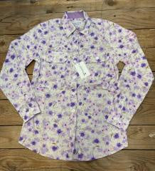 Womens Just Country Abbey Full Button Print Workshirt - Purple &amp; White Wildflowers / Orchid