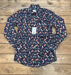 Womens Just Country Full Button Print Workshirt - Navy Western  Boots