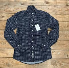Womens Just Country Abbey Frills Full Button Workshirt - Navy &amp; White Mini Spots