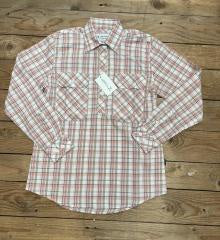 Womens Just Country Georgie Half Button Plaid Workshirt - White, Tan, &amp; Baby Pink