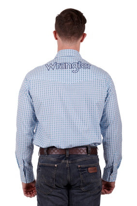 Mens Wrangler Joseph LS Shirt - Blue / Teal (6894504575053)