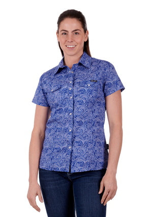 Womens Wrangler Sheilah SS Shirt - Blue / White (6894478065741)