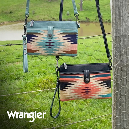 Wrangler Aztec Clutch Bag - Black or Blue (7388034433101)