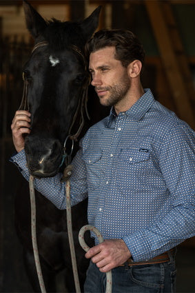 Mens Wrangler Dino LS Shirt - Navy / Royal (7021474185293)