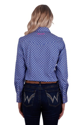 Womens Wrangler Karla LS Western Shirt - Blue (7021395181645)