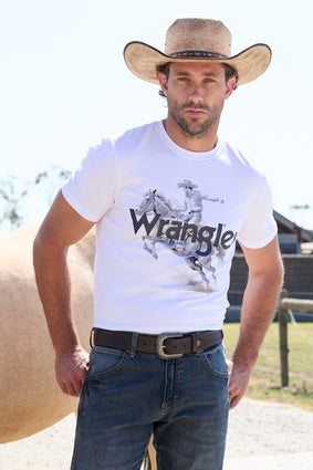 Mens Wrangler Lance Short Sleeve Tee Tshirt - White