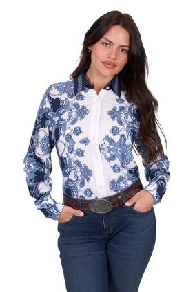 Womens Wrangler Linda Long Sleeve Shirt - Blue (7553509883981)