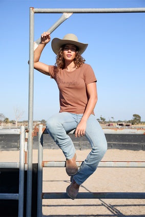 Womens Wrangler Texas SS Tee - Copper (7553545568333)