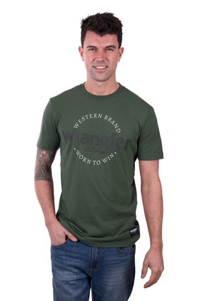 Mens Wrangler Cole Tee Tshirt - Cypress Green (7443607912525)