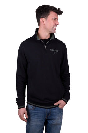 Mens Wrangler Alex 1/4 Zip Pullover - Black (7443607978061)