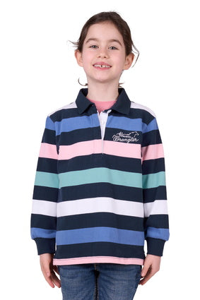 Girls Kids Wrangler Camden Rugby Shirt - Navy / Multi (7443613417549)